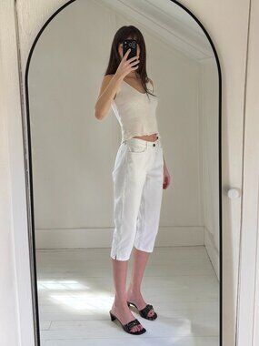 Lauren Ralph Lauren Vintage Y2K Denim Peddle Pusher Capri Pants Size 2P White